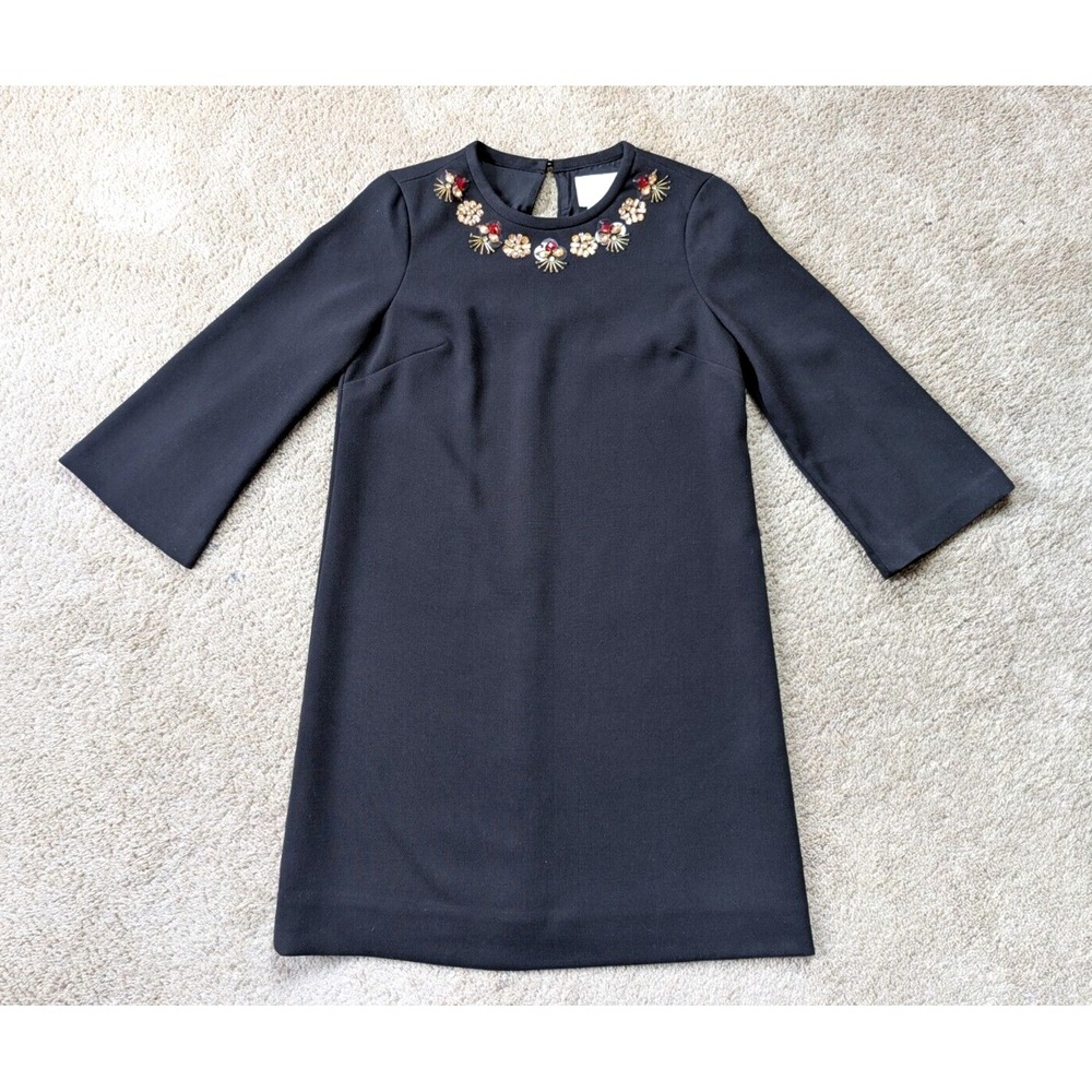Kate Spade Lucy Jeweled‎ Neckline Shift Dress Womens Size 4 Black